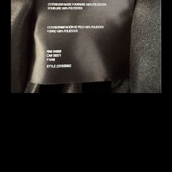 Bernardo Faux Fur Black Cropped Velvet Jacket Shawl Spread Collar Grooved - Picture 10 of 12